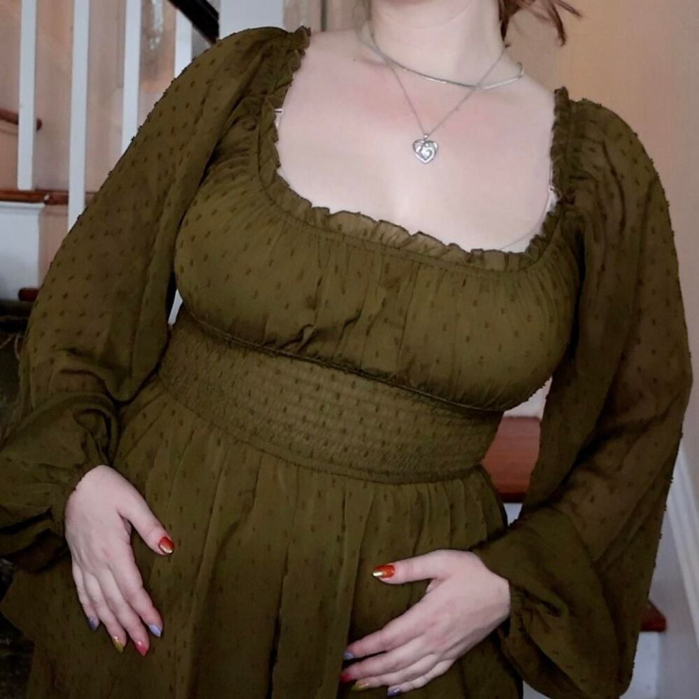 Urban Outfitters Olive Green Romper Sz Medium Milkmaid Mesh Swamp Fairy Grunge